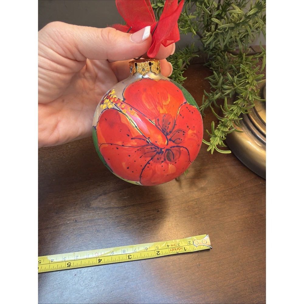 Diane Artware Hibiscus Tortola BVI Hanging Ornament Decoration Hand Painted